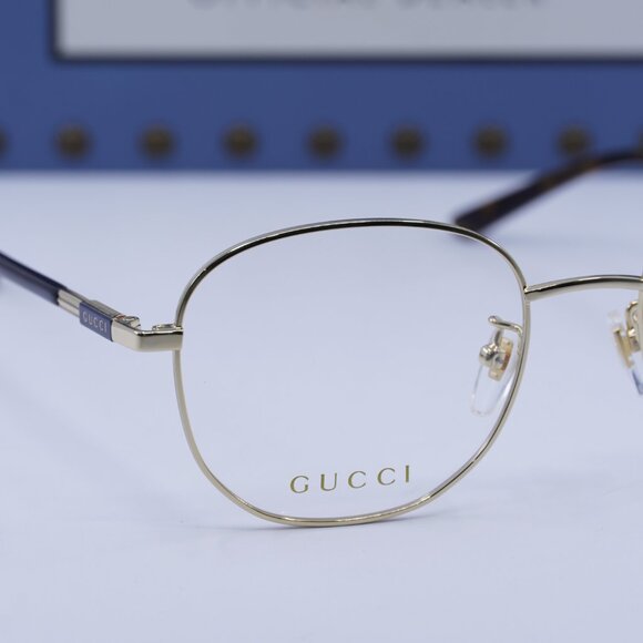 Gucci GG1352O 004 Rectangle Eyeglasses - Gold/Dark Havana 53mm - Picture 2 of 12